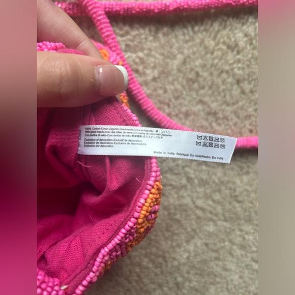 NWT Urban Outfitters Beaded Crossbody Phone Sling in Pink & Orange - Picture 10 of 11